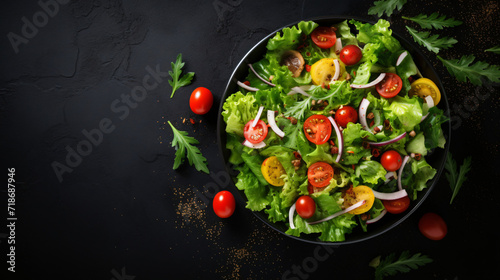 Green salad with fresh vegetables and green leave