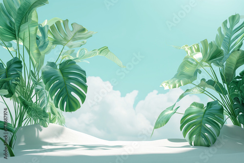 tropical leaf background with space for text