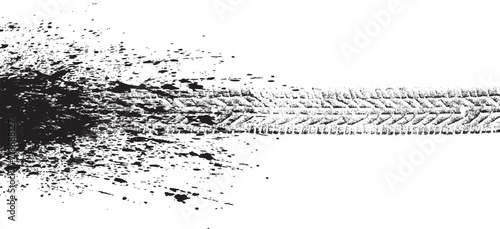 Vector Print Textured Tire Track . Design Element . Car tread silhouette . Mud splash grunge texture