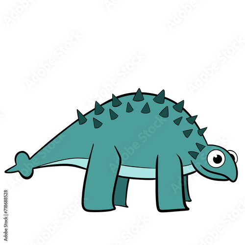 cute character ankylosaurus cartoon dinosaurus for children book illustration