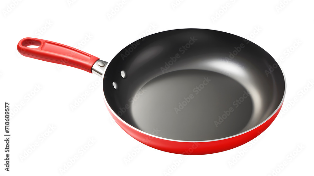 Red frying pan isolated on transparent background. PNG format Red frying pan isolated on transparent background. PNG format