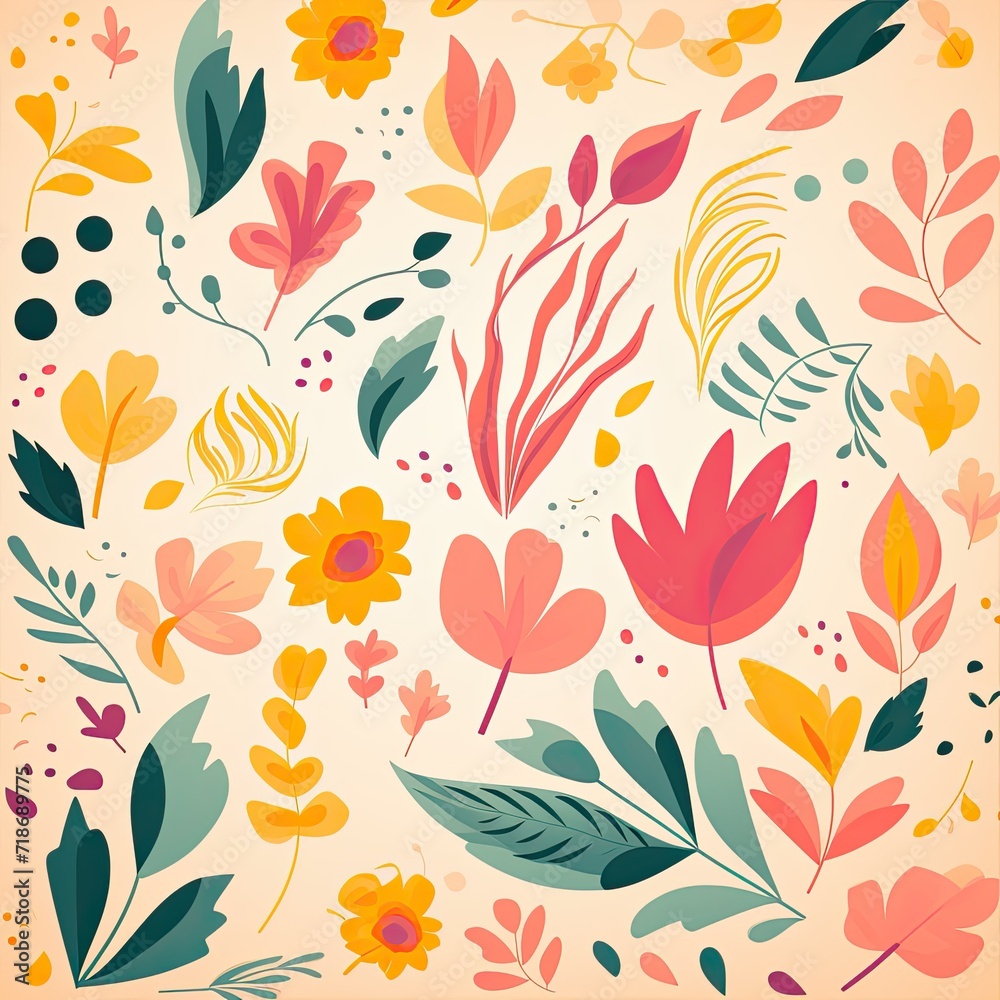Flat Illustration of Floral Background Flat Illustration of Floral Background