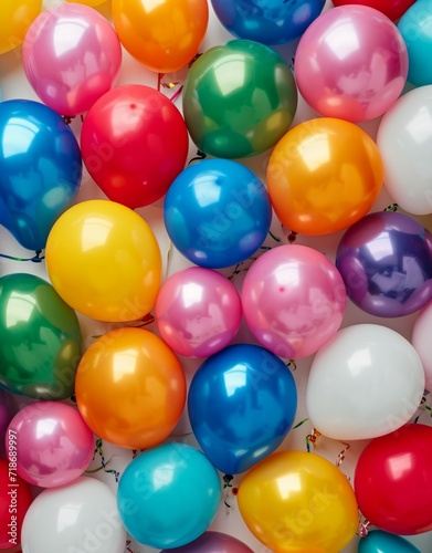 Colorful balloons background. Generative AI technology.
