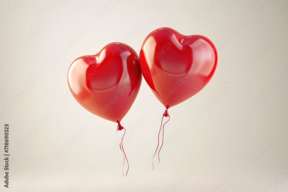 two red heart shaped balloons