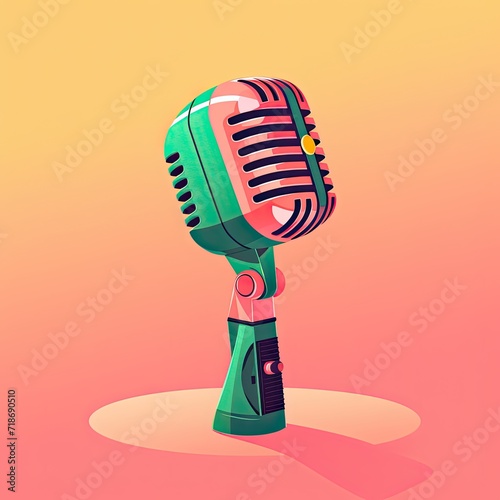 Flat Illustration of Microphone