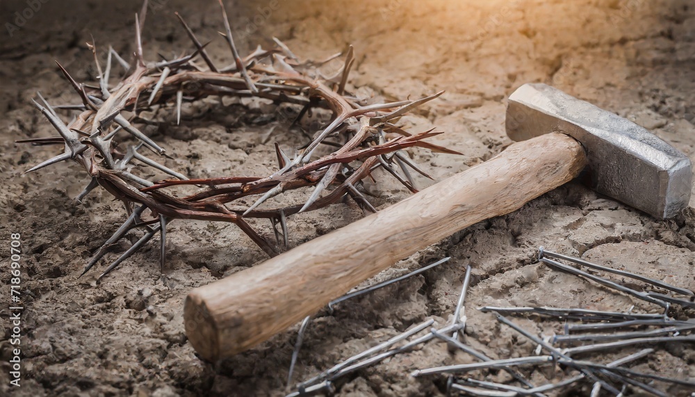 Hammer and nail theme Easter Jesus rebirth Hammer and nail theme Easter Jesus rebirth