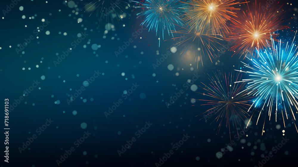 Happy New Year, burning fireworks with bokeh light background Happy New Year, burning fireworks with bokeh light background
