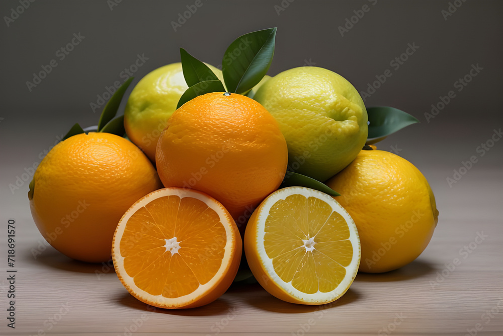 A collection of assorted citrus fruits like oranges, lemons, and limes A collection of assorted citrus fruits like oranges, lemons, and limes