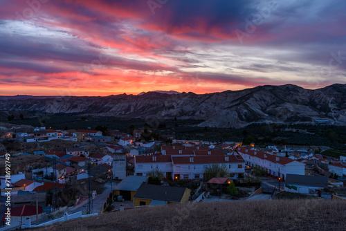 Twilight Hues over a Tranquil Mountain Village