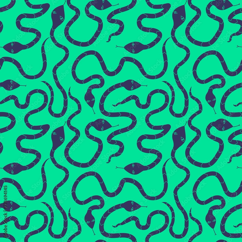 Cartoon animals seamless snakes pattern for wrapping paper and fabrics and new year 2025 packaging