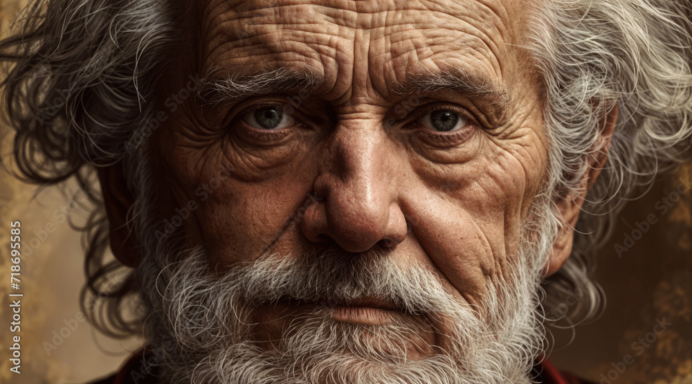 Portrait of an old gray-haired man. AI Portrait of an old gray-haired man. AI
