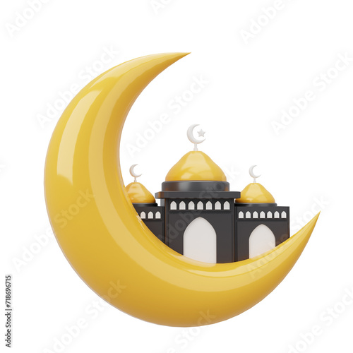 3D Mosque and Crescent