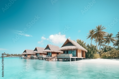 Minimalist tropical resort mockup against a stunning ocean backdrop © Nina