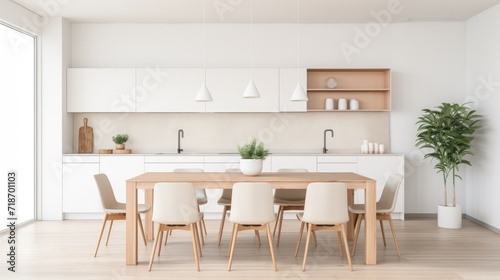 interior design of modern Scandinavian pantry with beautiful hardwood  minimal concept  AI generated photo  copy space for text