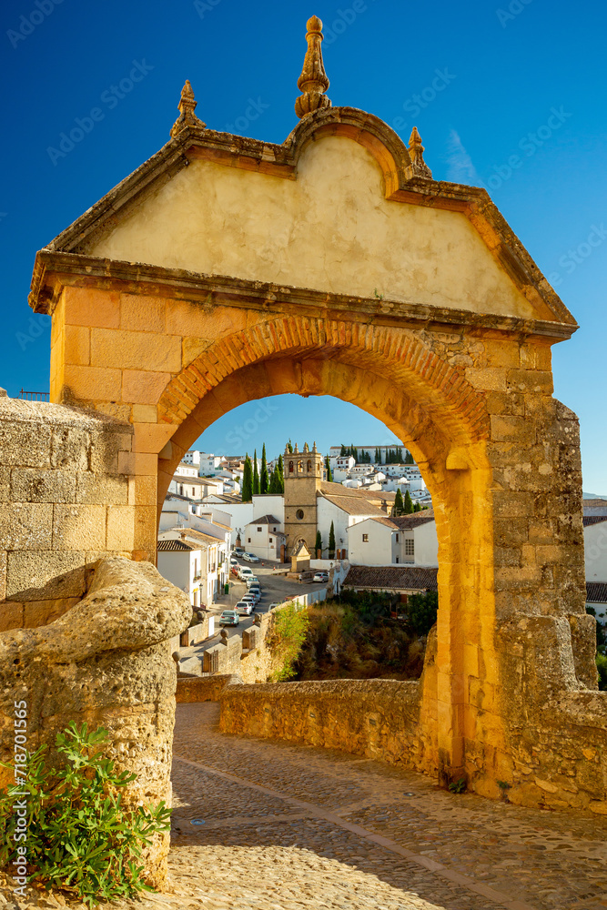 Ronda, Spain. Old bridge and Arco de Felipe V	