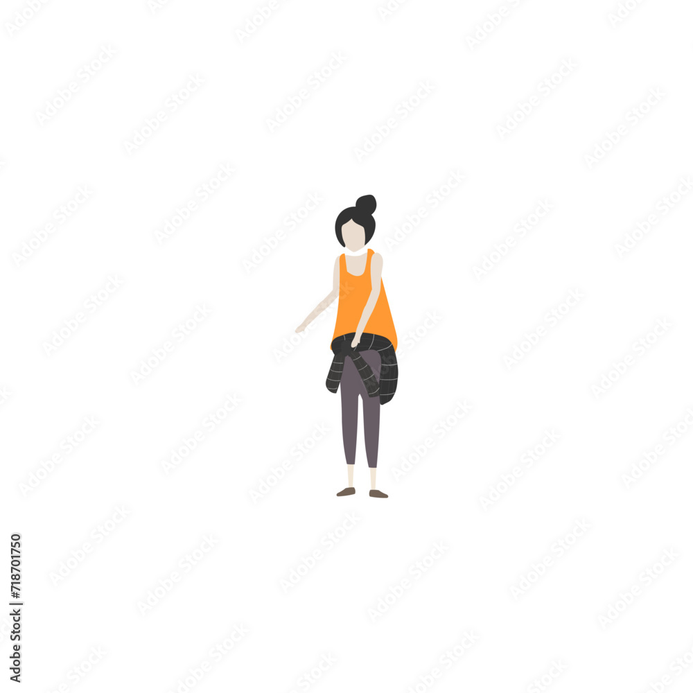 pose set of people in orange person