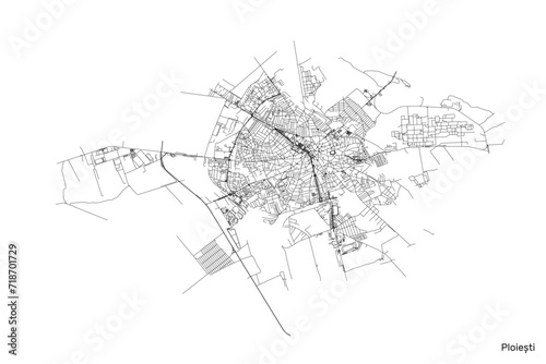 Fotografía Ploiesti city map with roads and streets, Romania