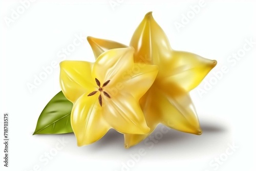 Isolated carambola fruit with a star shape on transparent background. Generative AI