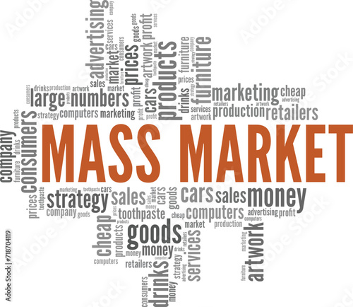 Mass Market word cloud conceptual design isolated on white background.