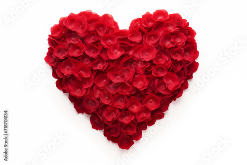 Red heart made from roses isolated on white
