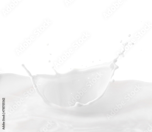 Milk crown splash, splashing in milk pool, transparent background