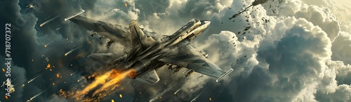 A sleek and powerful stealth fighter plane in action, navigating the skies with agility and stealth capabilities. photo