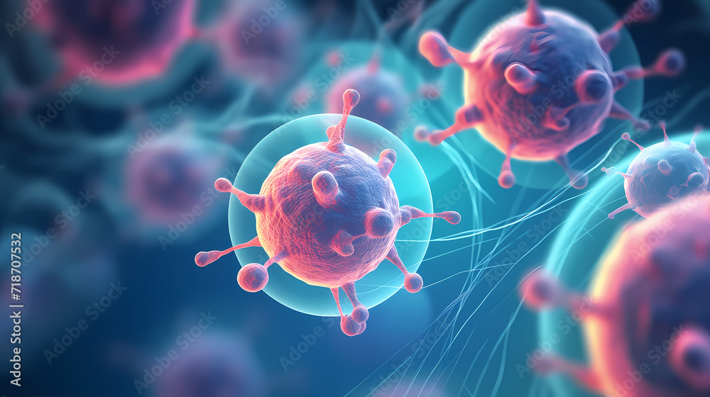 Obraz premium Cell background, virus cells, medical research background