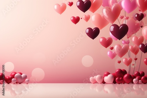 Whispering Love Notes Pink and Red Hearts with Copy Space for Romance