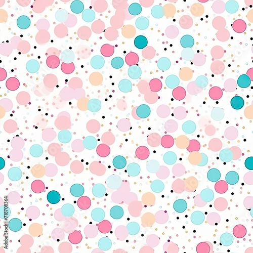 White Background With Pink, Blue, and Green Polka Dots Pattern