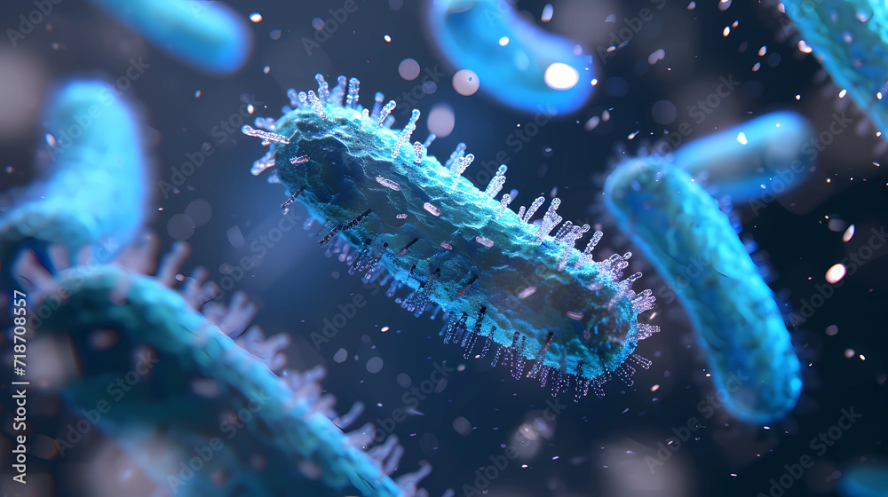 3d illustration of bacteria model - Generated by Generative AI	