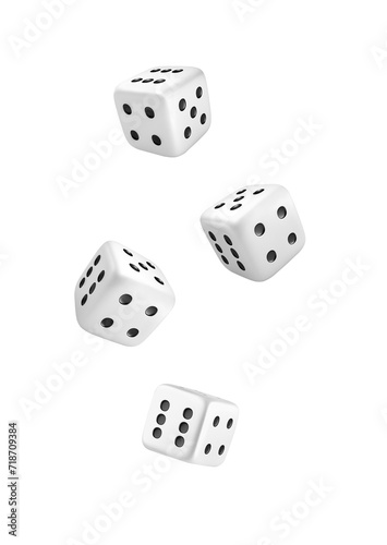 Photography White dice, transparent background