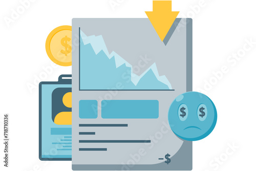 business financial loss presentation, declining financial graph