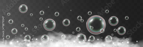 Air bubbles.Soap foam vector illustration on a transparent background.