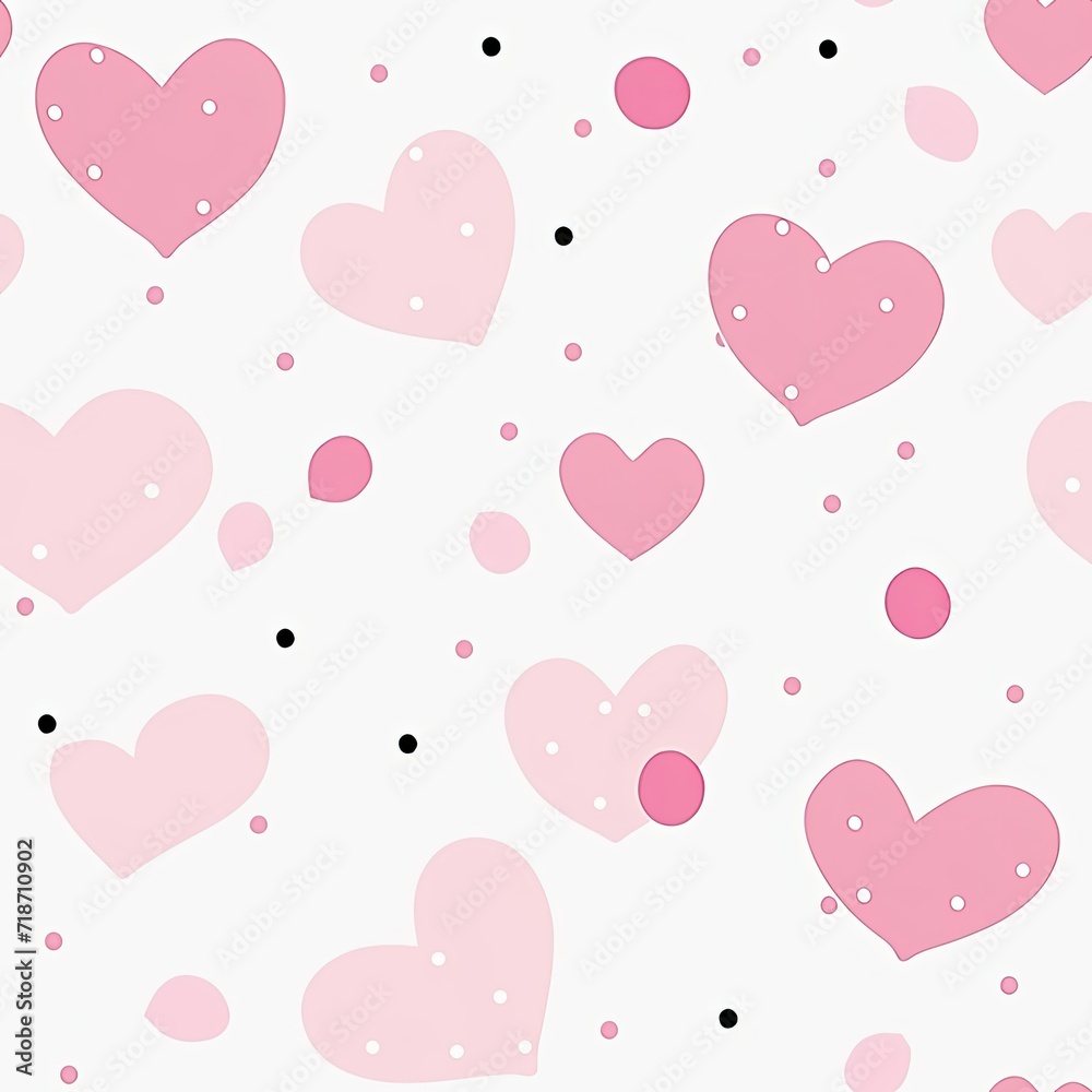 Abundance of Pink Hearts on White Background - Seamless Pattern for Various Creative Projects