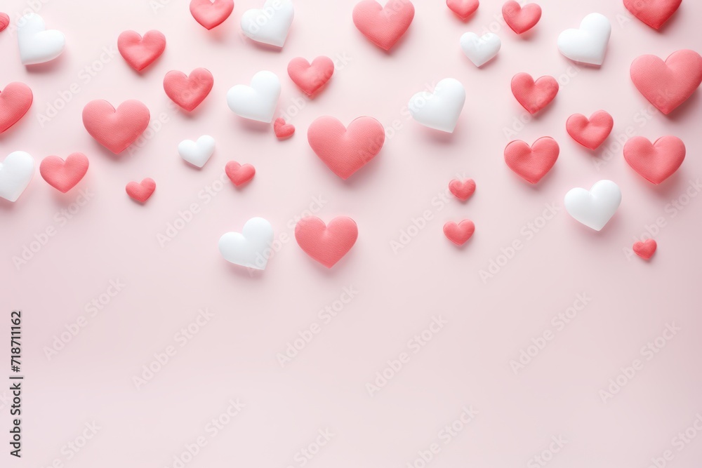 Valentine's day background with red and white hearts on pink background Valentine's day background with red and white hearts on pink background