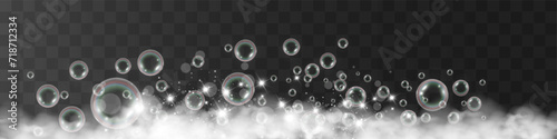 Air bubbles.Soap foam vector illustration on a transparent background.	


