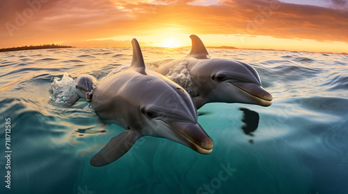 Photo of four dolphins swimming gracefully © Ghazanfar