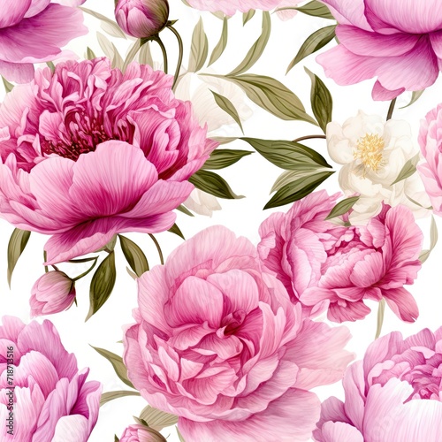 Assorted Pink Flowers on White Background