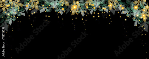 Vector art deco luxury flower, leaves, gold shine line art background. Golden botany banner. Japanese style Hand drawn vector. Line art style design. Hand drawn florals for packaging,coveand wall arts