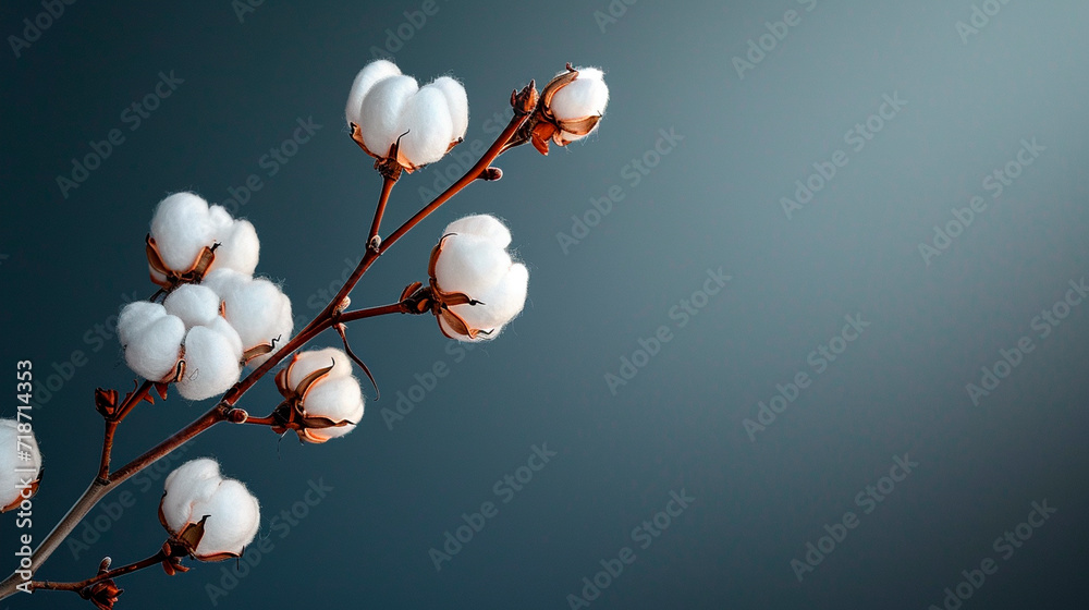 cotton flower branch. Selective focus.