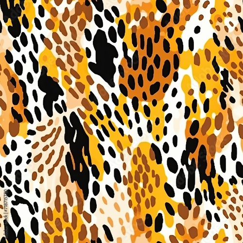 Seamless Animal Print Pattern With Orange and Black Spots