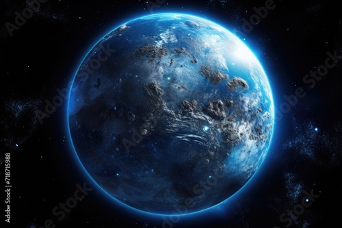 Blue planet and galaxy, image by NASA