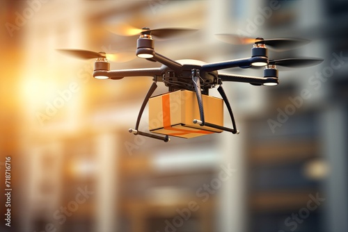 Remote aircraft, secure aerial package drone delivery, safety regulations effective traffic management. Beyond Visual Line of Sight (BVLOS) route infrastructure ports automated aerial delivery drone.