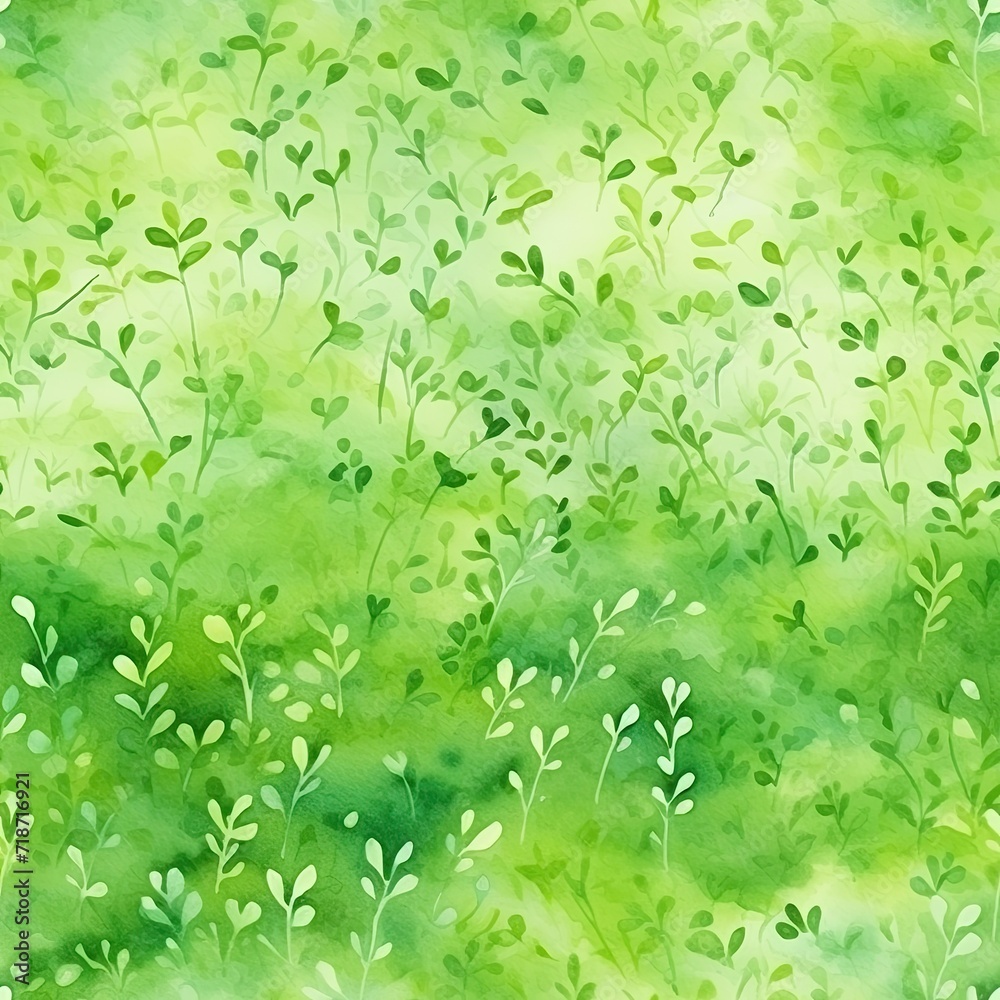 Watercolor Painting of Green Plants and Leaves Watercolor Painting of Green Plants and Leaves