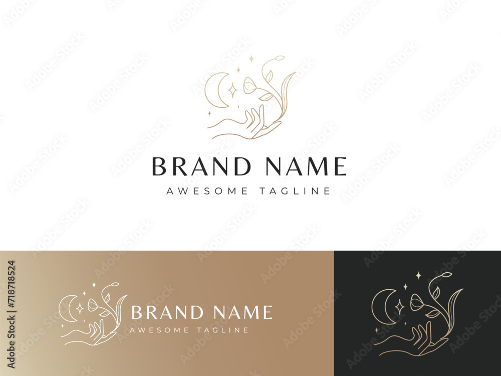 professional beauty flowers logo with ornament
