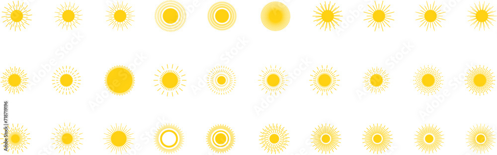 Vector cartoon sun icon. Shining light rays. Summer Isolated vector illustration. Vector cartoon sun icon. Shining light rays. Summer Isolated vector illustration.