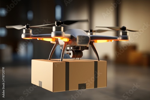 Drone shipping last mile delivery urban cargo drone fleet. Airborne delivery transportation, efficiency and speed in logistic. Urban drone deployment delivery services, airborne cargo transportation.