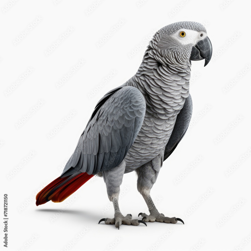 Fototapeta premium Photo of grey parrot isolated on white background