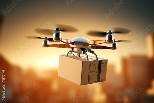 Dropshipping autonomous drone technology efficient parcel services. Aerial delivery, package shipping drones, last mile delivery phase, swift and reliable air shippment postal box freight logistics photo