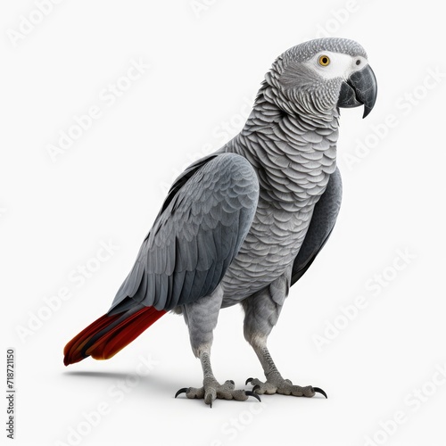 Photo of grey parrot isolated on white background photo